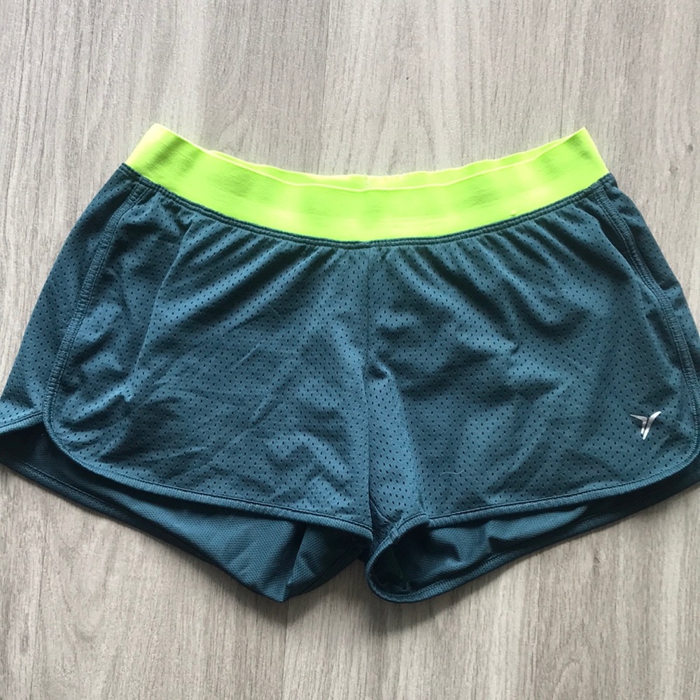 Green workout shorts